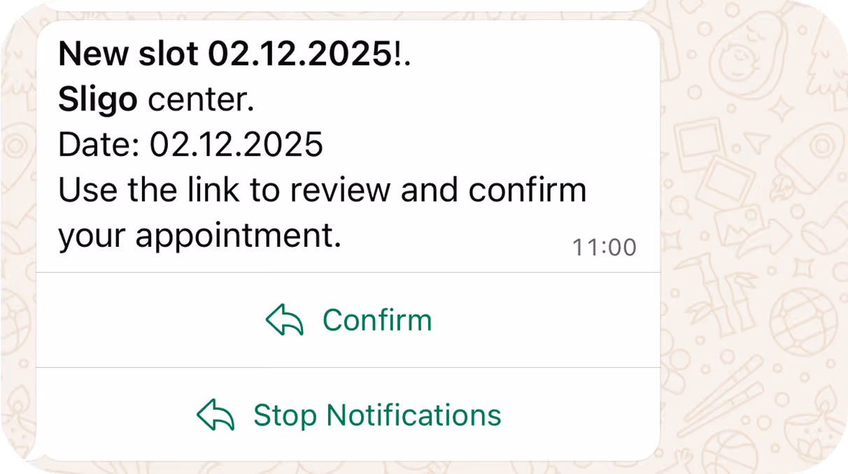 Step 4: Successful NCT booking confirmation