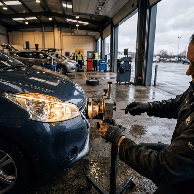 NCT headlamp aim beam alignment test at Irish test centre