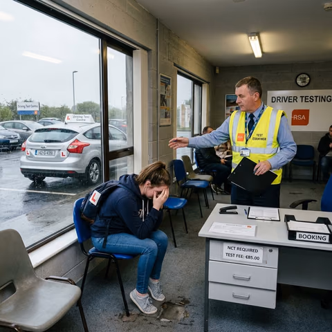 Learner driver refused driving test by RSA examiner due to missing NCT disc Ireland 2026